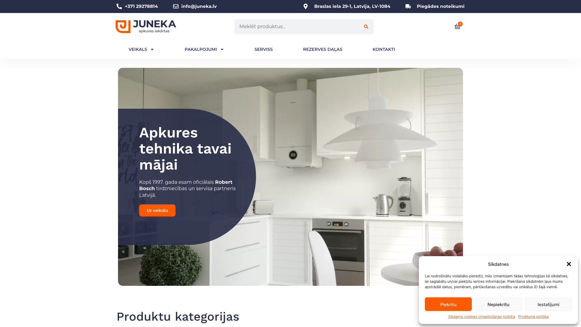 Juneka Robert Bosch apkures tehnikas oficiālā servisa e-veikala dizains