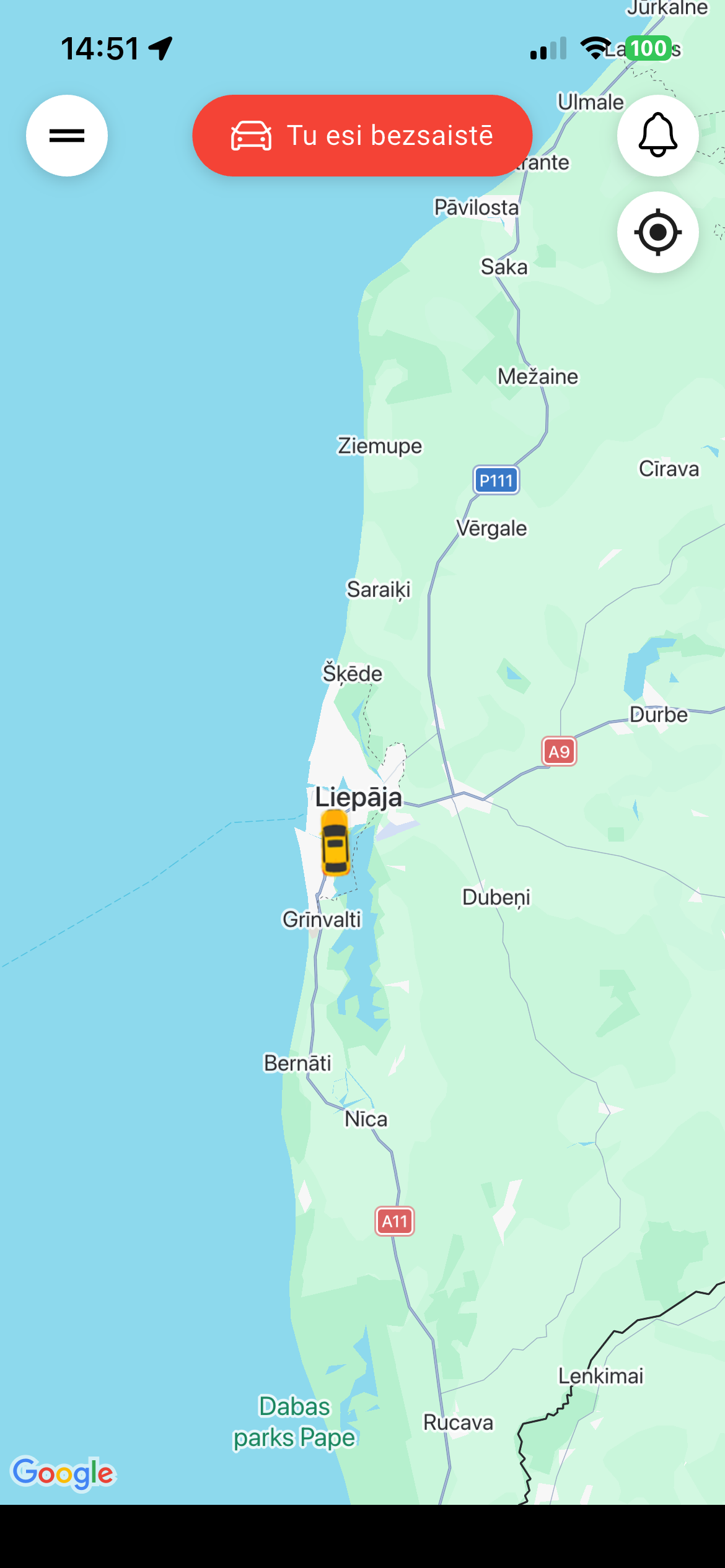 Taksometru pakalpojumu mobilās lietotnes saskarne klientiem un vadītājiem ar reāllaika sekošanu
